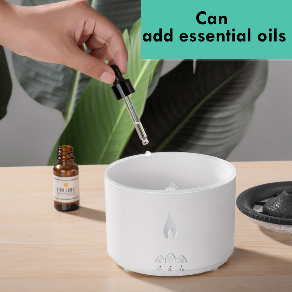 Essential oil access port ultrasonic humidifier volcano design feature