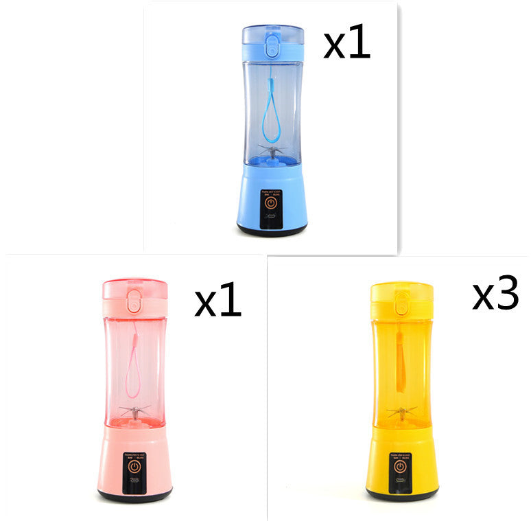 Blue, pink and yellow portable juicer blender 3-pack bundle