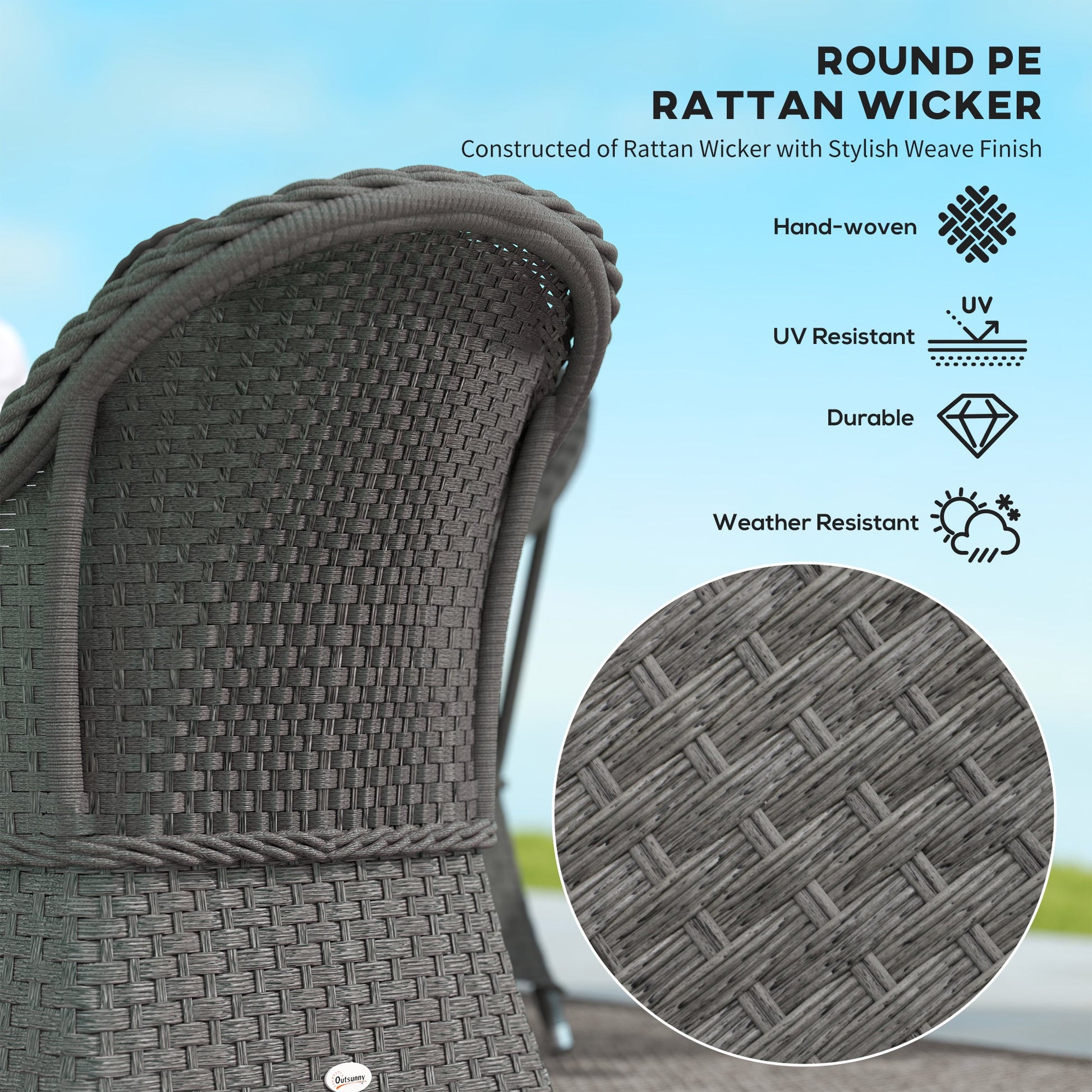 Chair description and material details for light grey rattan sofa set