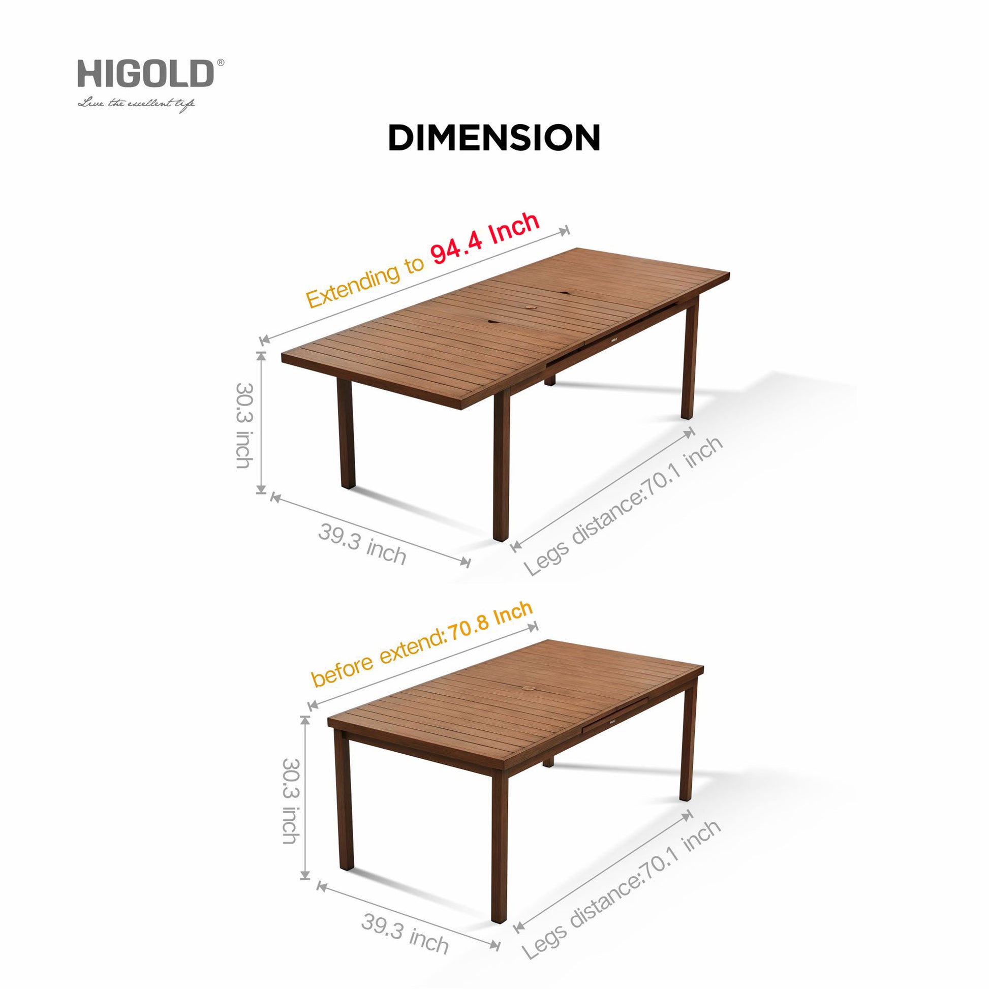 HIGOLD CARLO dining table height width measurements
