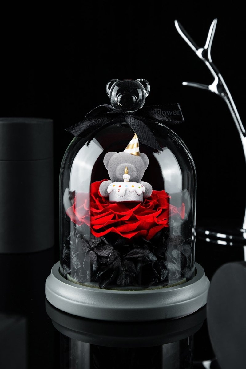 Best birthday surprise teddy bear in case with decorative background display