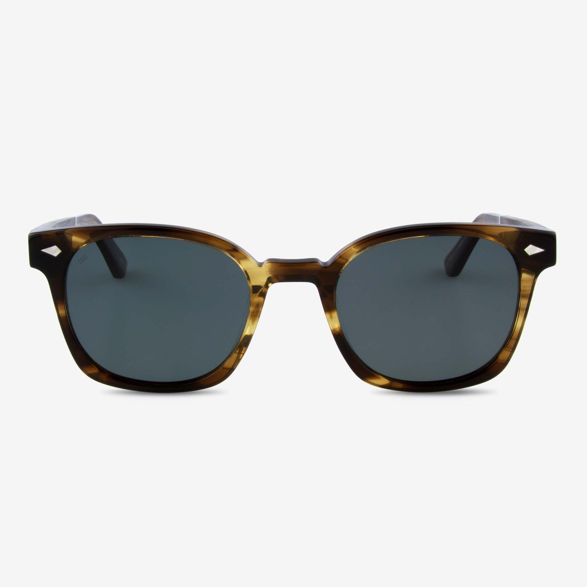 Williston acetate and wood sunglasses front view brown tortoise frame flat lay