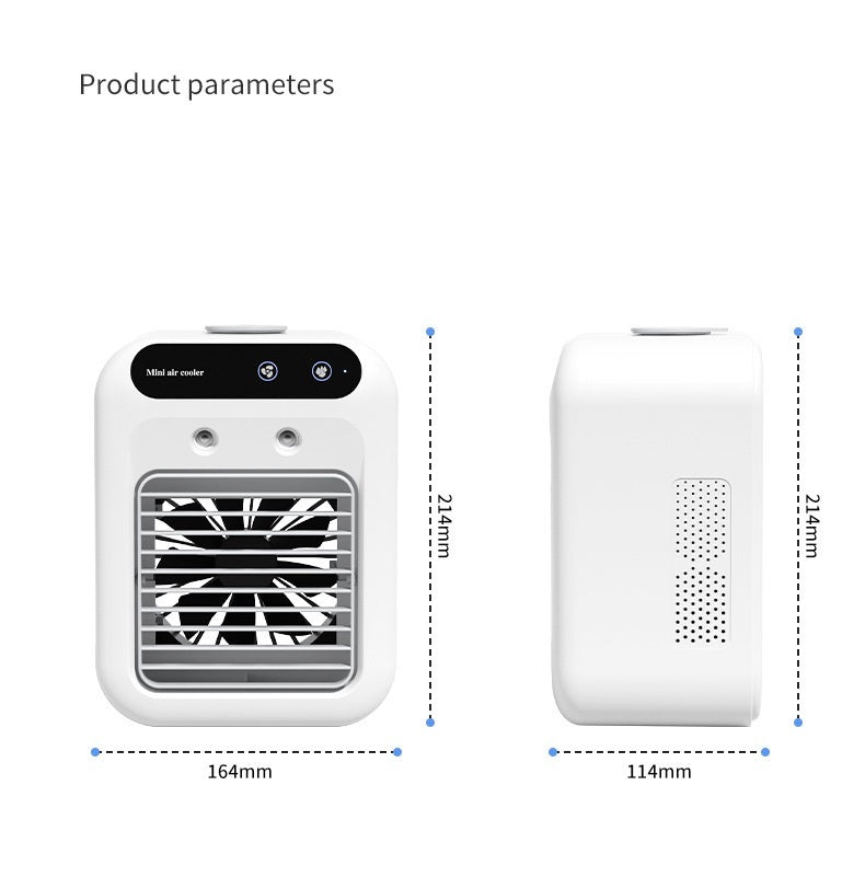 Portable air conditioner water cooling fan height and length dimensions
