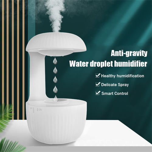 White humidifier full product view with description display

