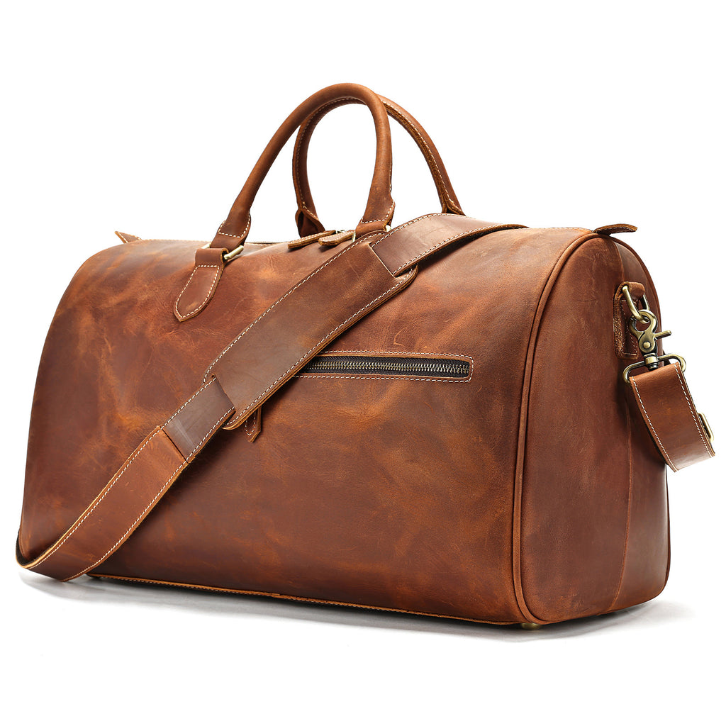 Travel vintage leather large-capacity crossbody bag front view brown
