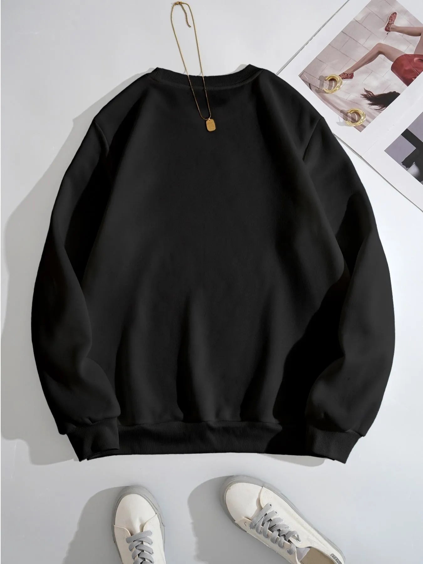 Graphic round neck sweatshirt back view
