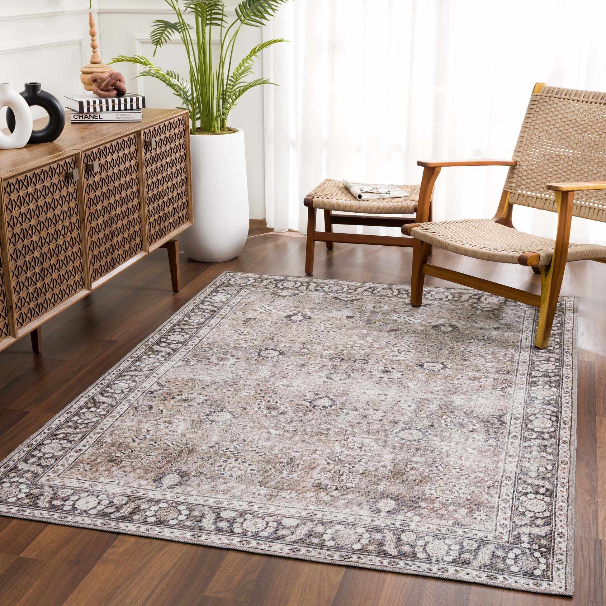 Small Ganyangan washable rug in compact living room area home decor
