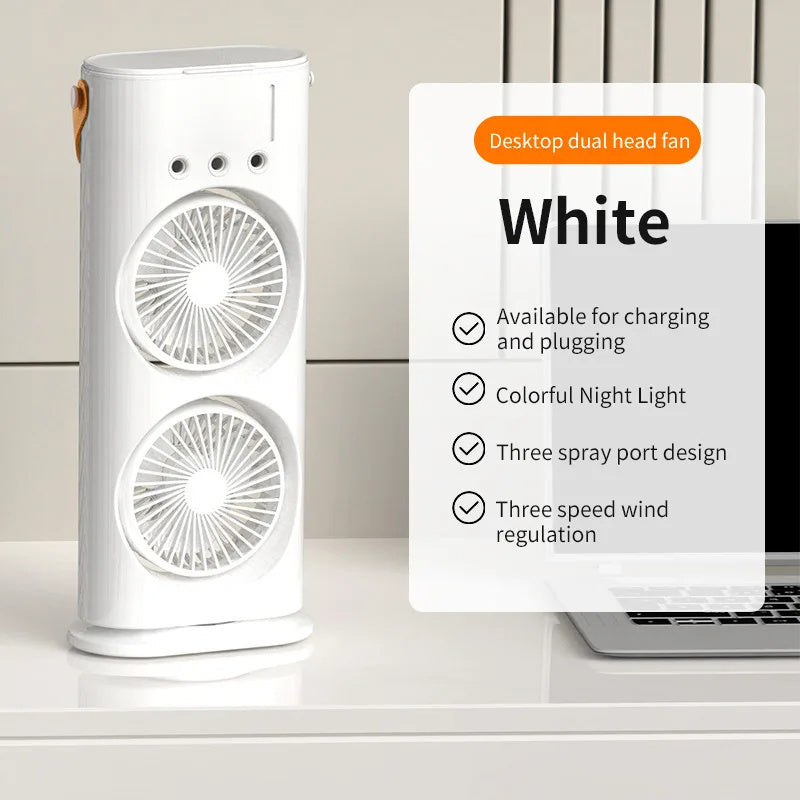 LED double-ended spray fan front view with colour options description
