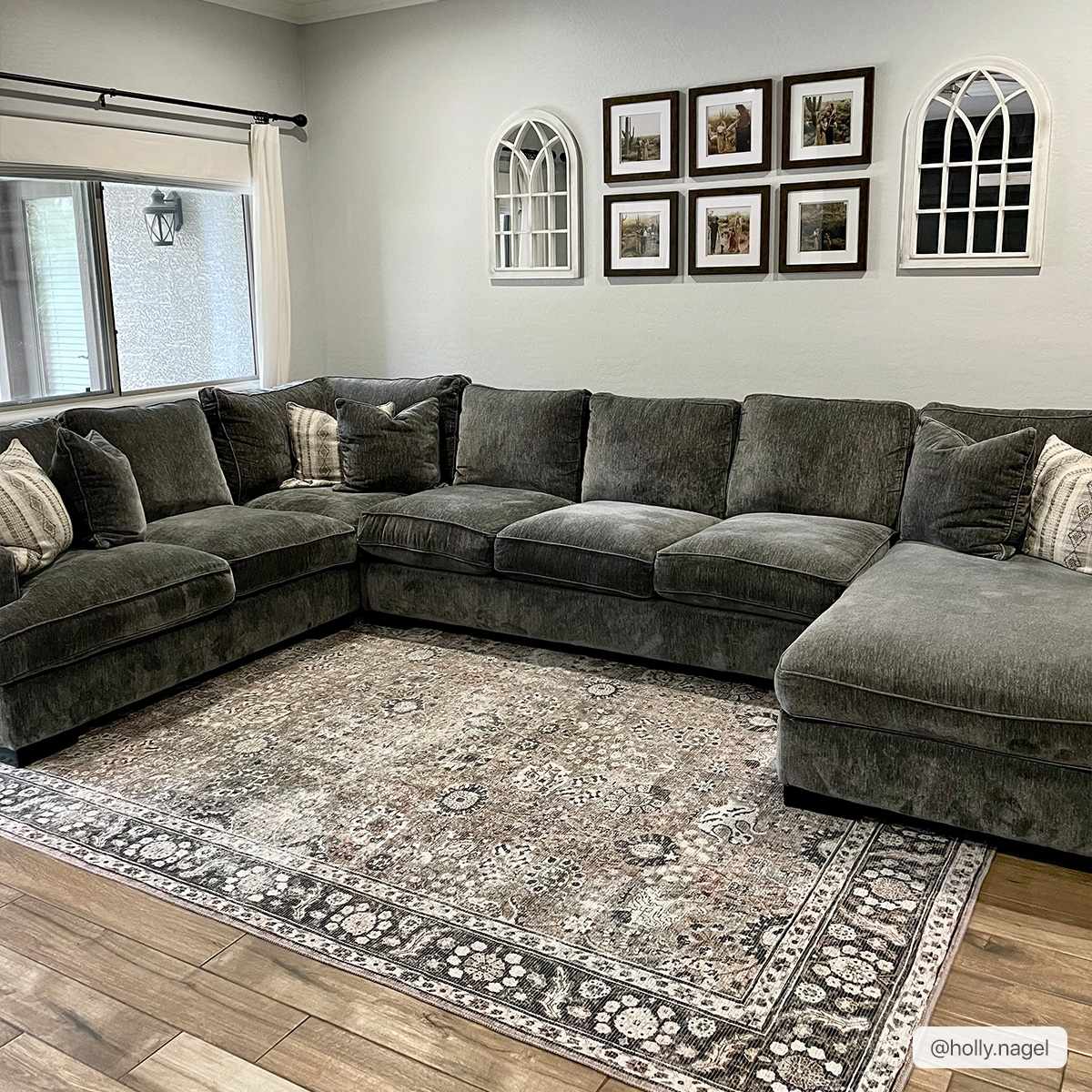 Ganyangan washable rug displayed under sofa living room decor
