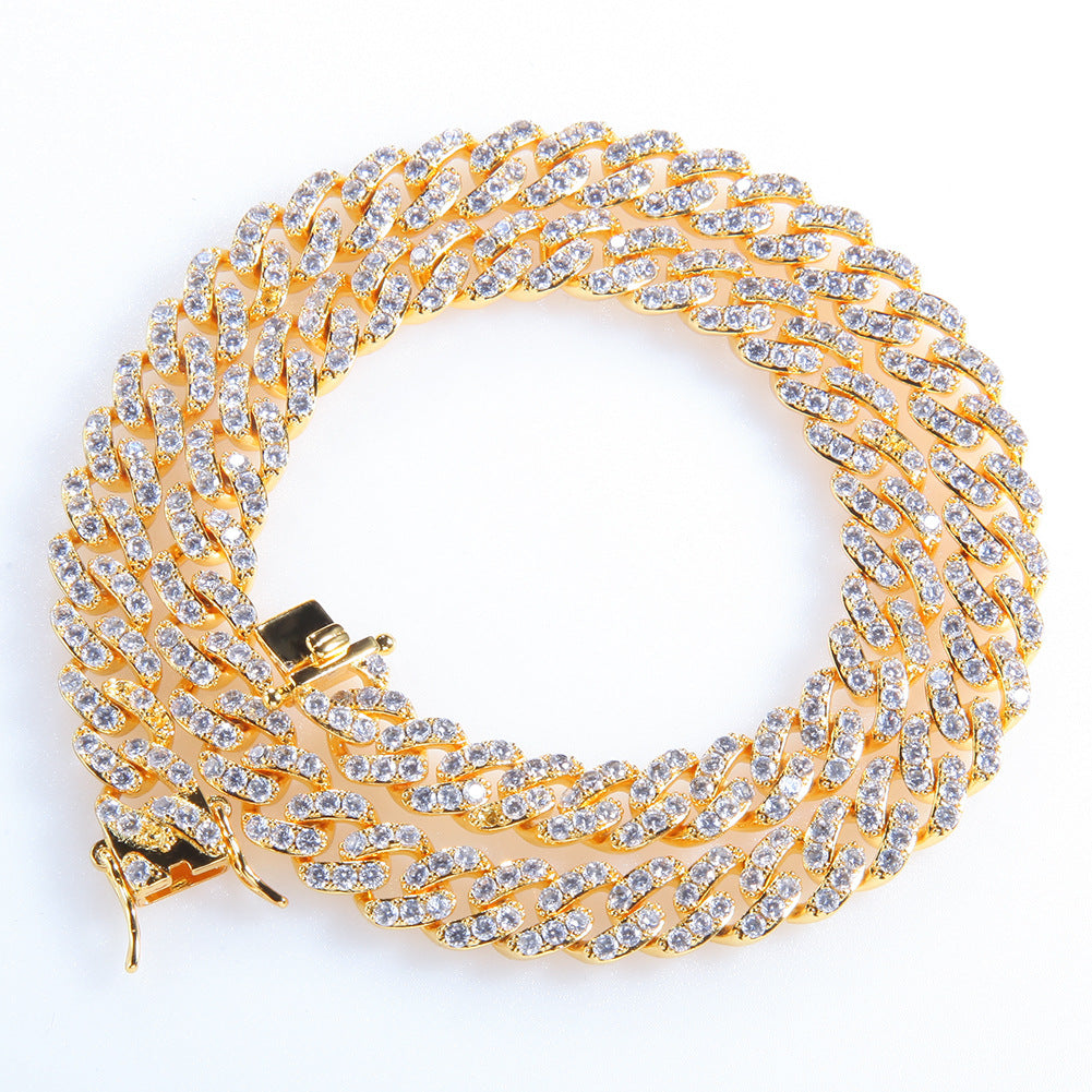 Gold Cuban chain necklace full product view luxury jewellery 

