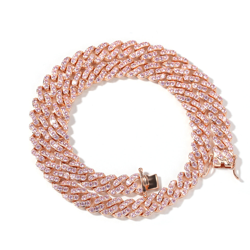 Rose gold Cuban chain necklace full product view jewelry display

