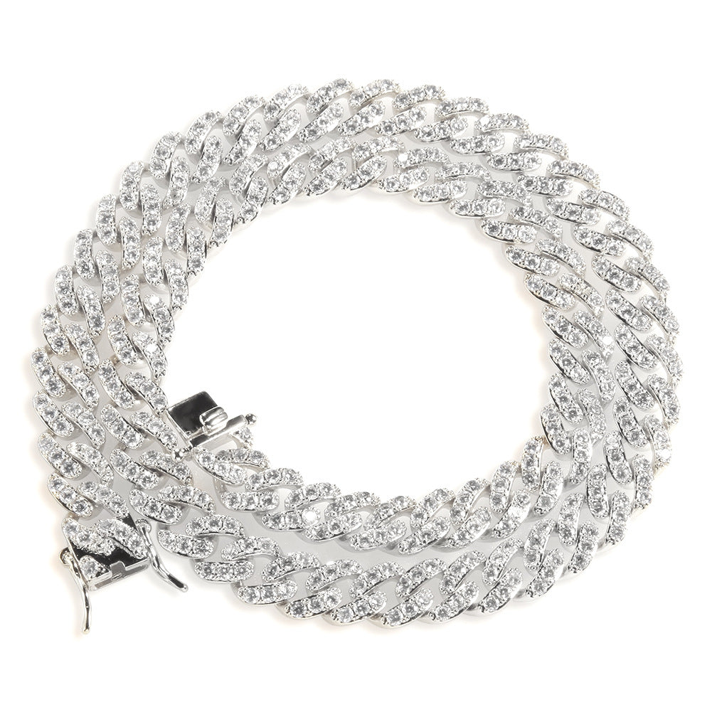 Silver Cuban chain necklace full product view jewellery display
