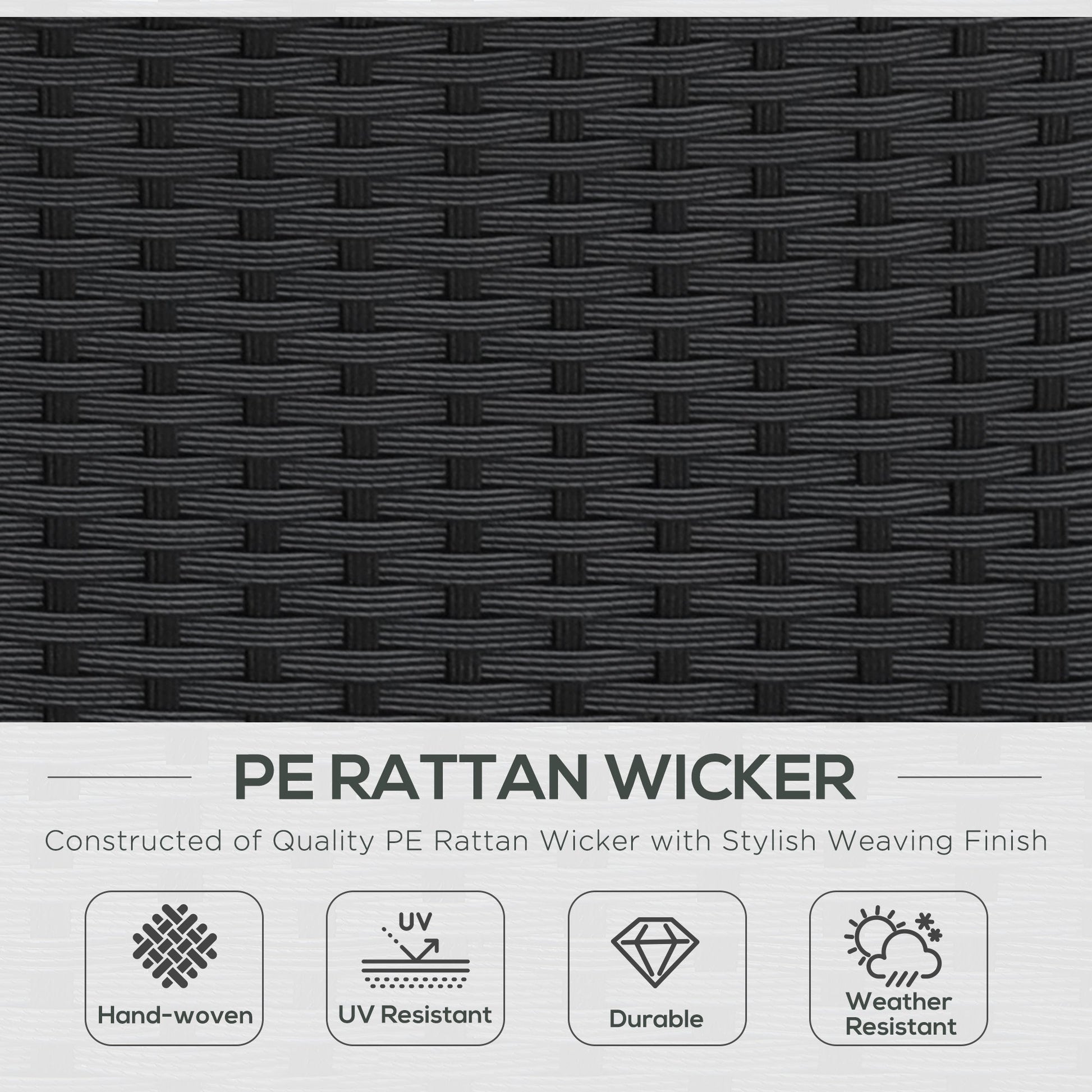Material description and features list for black PE rattan outdoor daybed set
