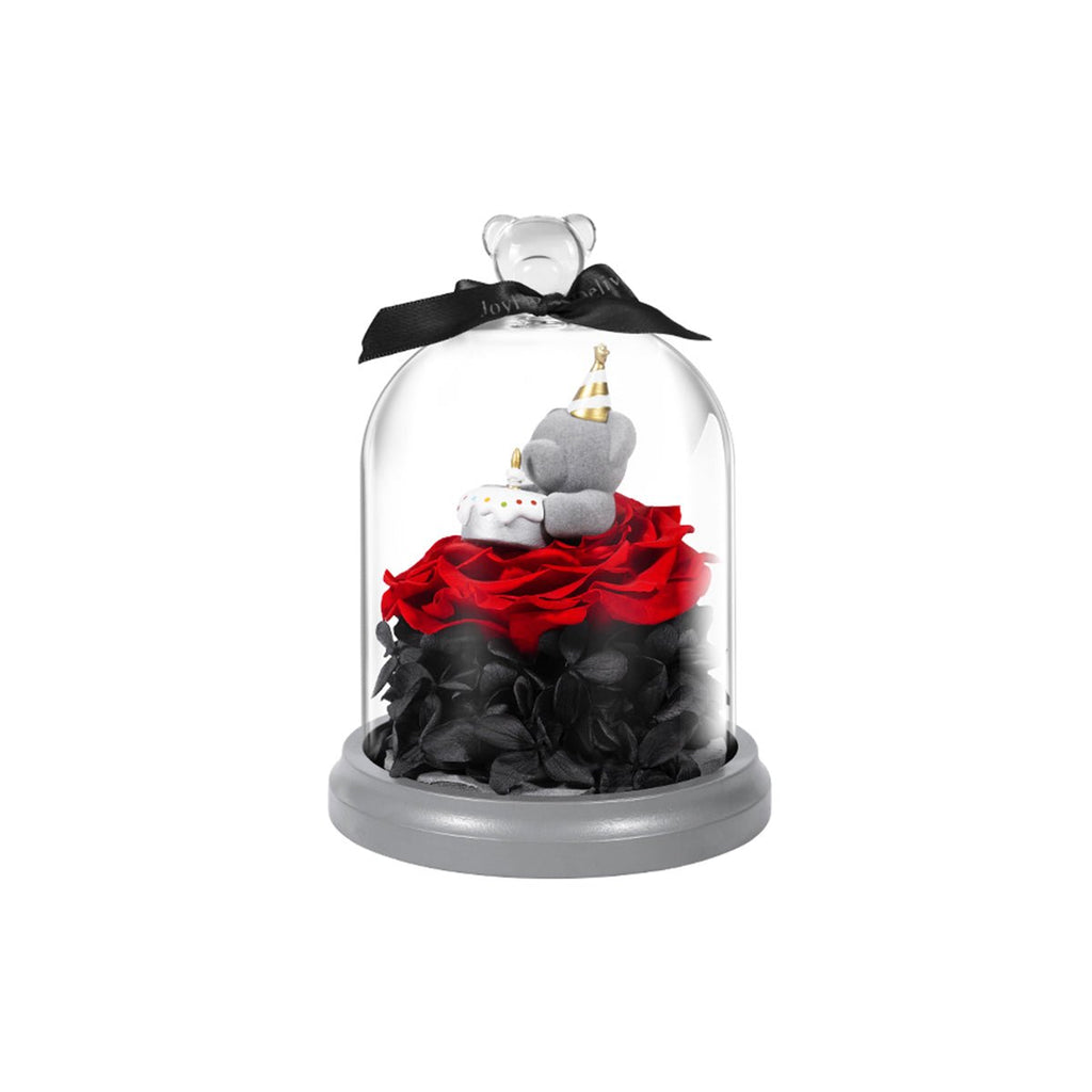 Best birthday surprise teddy bear gift side view in presentation case
