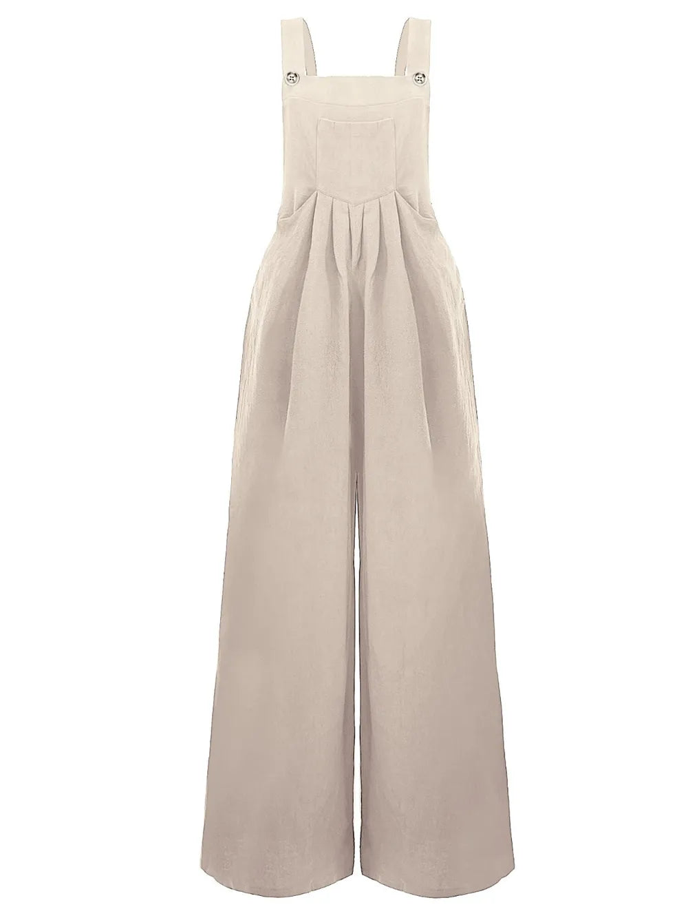 Khaki square neck wide strap overalls flat lay view
