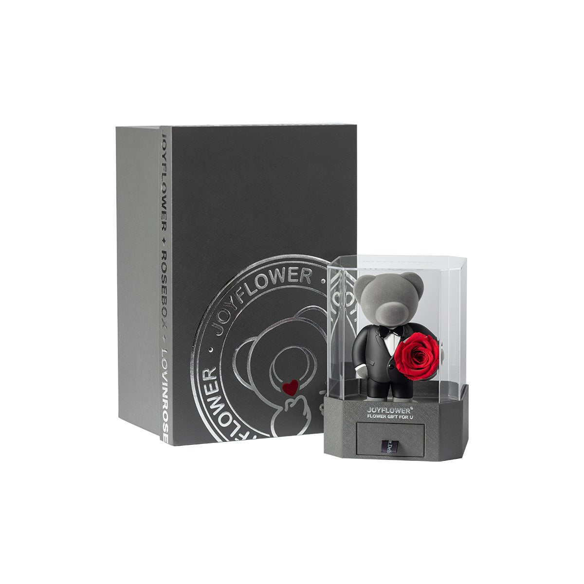 Enchanting timeless romance teddy bear in case with gift box packaging
